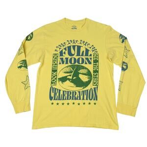 Altru Full Moon Celebration Yellow Graphic Long Sleeve Tee Medium